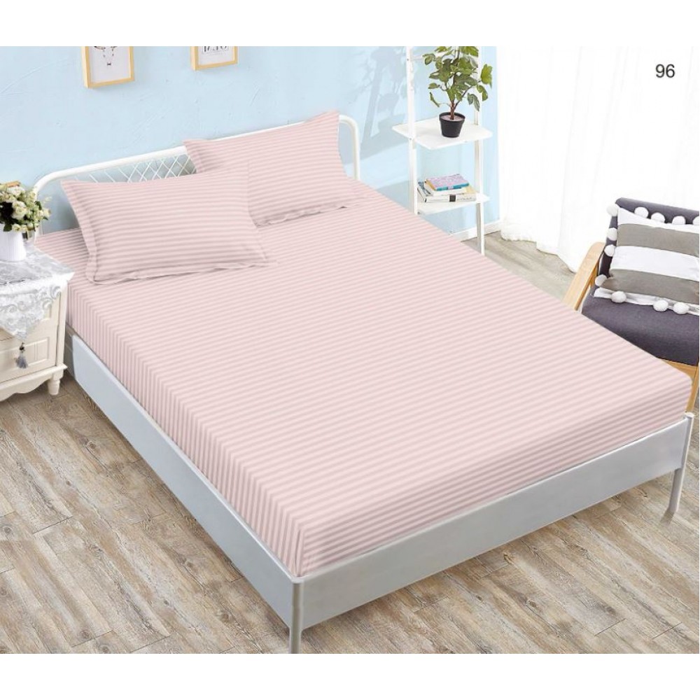 Husa de pat tip Damasc cu Elastic si 2 fete de perna, pat 2 persoane,180x200 cm+25cm, SH96