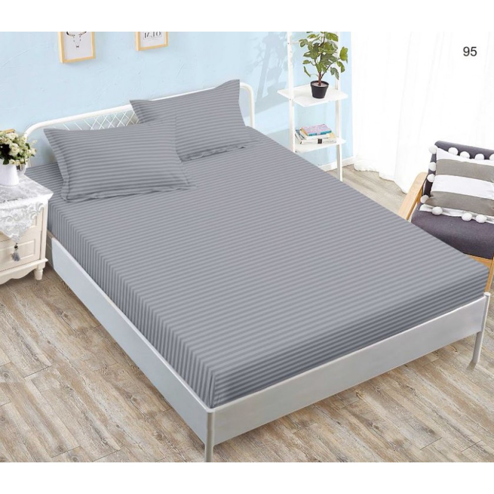 Husa de pat tip Damasc cu Elastic si 2 fete de perna, pat 2 persoane,180x200 cm+25cm, SH95