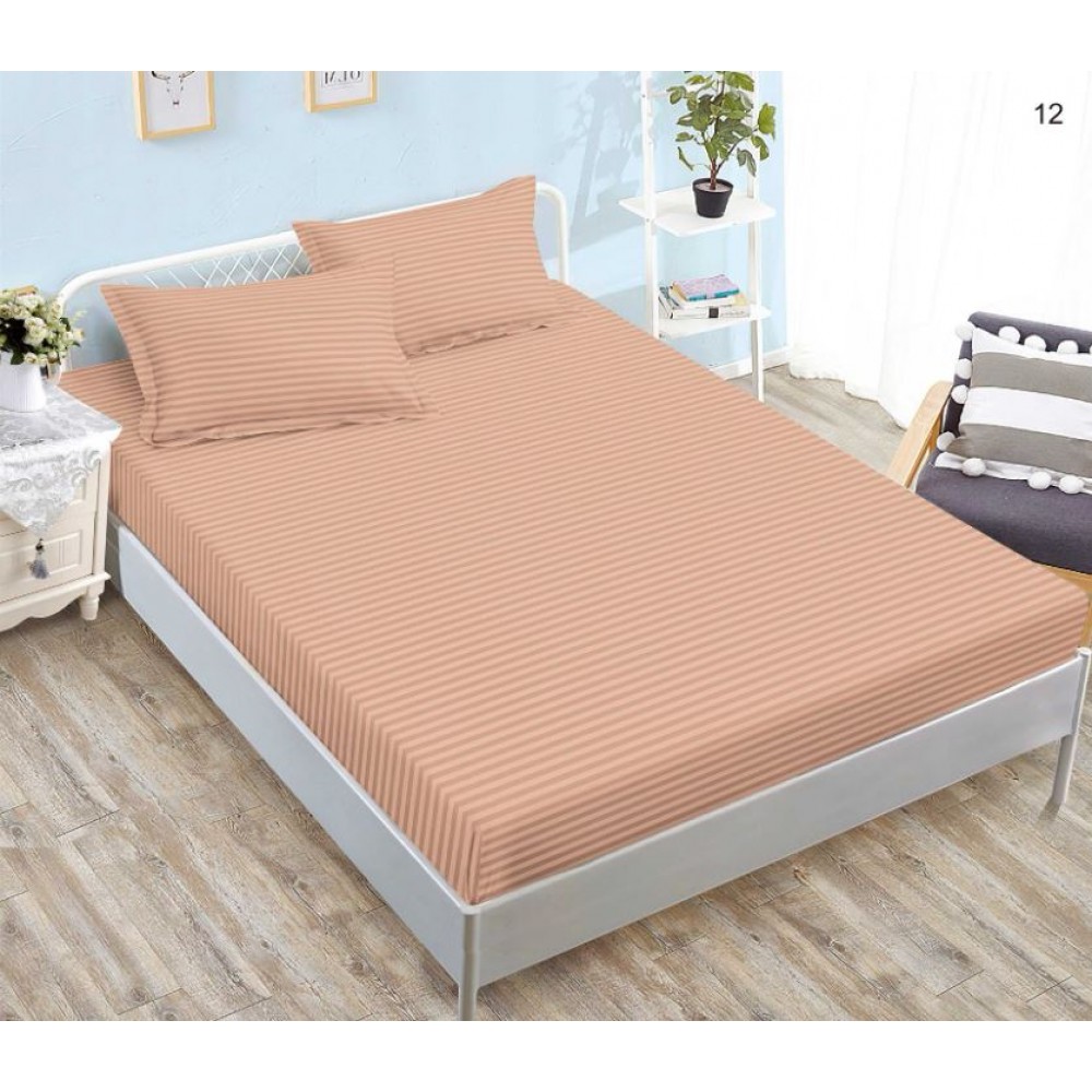 Husa de pat tip Damasc cu Elastic si 2 fete de perna, pat 2 persoane,180x200 cm+25cm, SH12