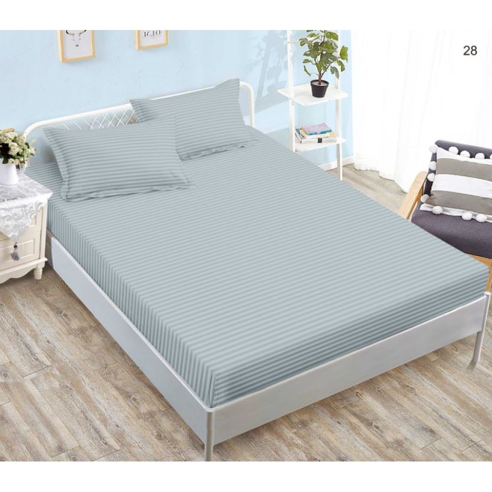 Husa de pat tip Damasc cu Elastic si 2 fete de perna, pat 2 persoane,180x200 cm+25cm, SH28