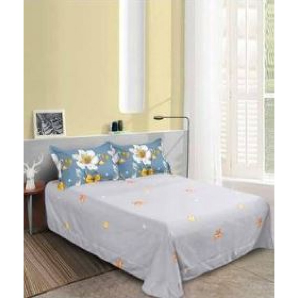 Set Lenjerie Eleganta pentru pat dublu din Bumbac Finet compus din 8 piese, Cearceaf de pat 220x240cm, SNH3