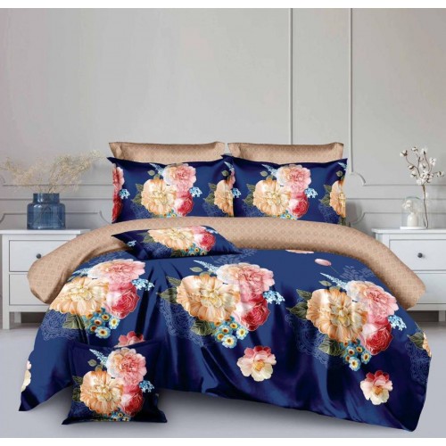 Set Lenjerie Eleganta pentru pat dublu din Bumbac Finet compus din 8 piese, Cearceaf de pat 220x240cm, SNH4