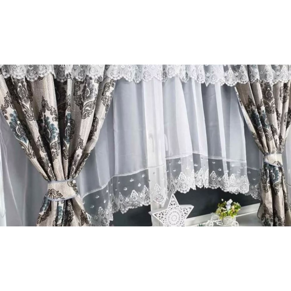 Set unic de perdele Plus draperii decorative pentru sufragerie dormitor, 4 Metri Pe 160cm, PRD-49