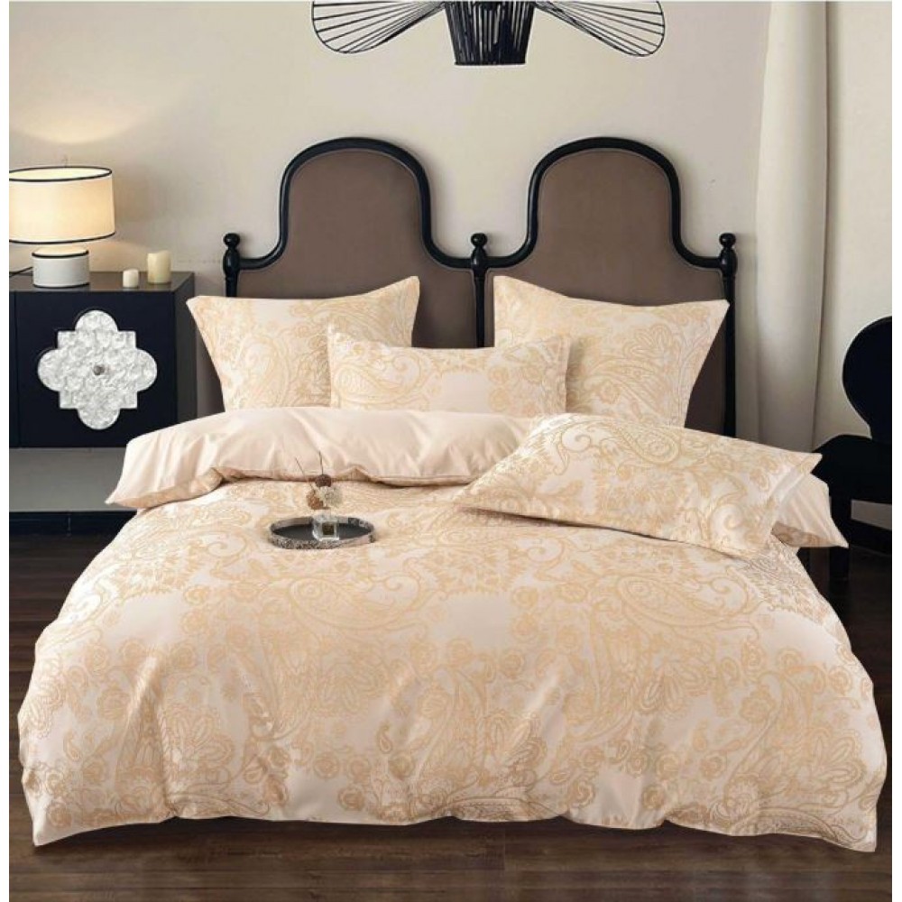 Set Lenjerie Eleganta pentru pat dublu din Jacquard Satinat, compus din 6 piese, Cearceaf de pat 220x240cm, JK3