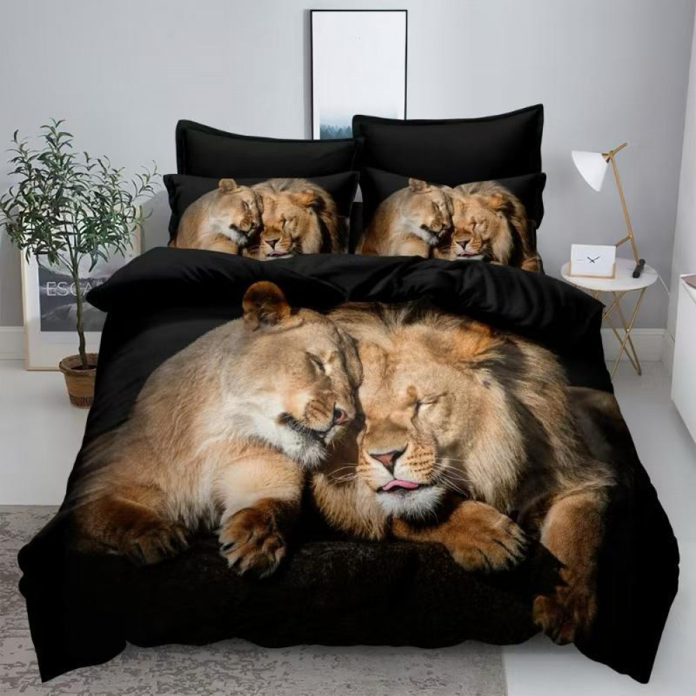 Set Lenjerie Eleganta 3D, Pentru 2 persoane, Bumbac Satinat Premium , 6 piese, cearceaf pentru pat 230×250cm, PL-3