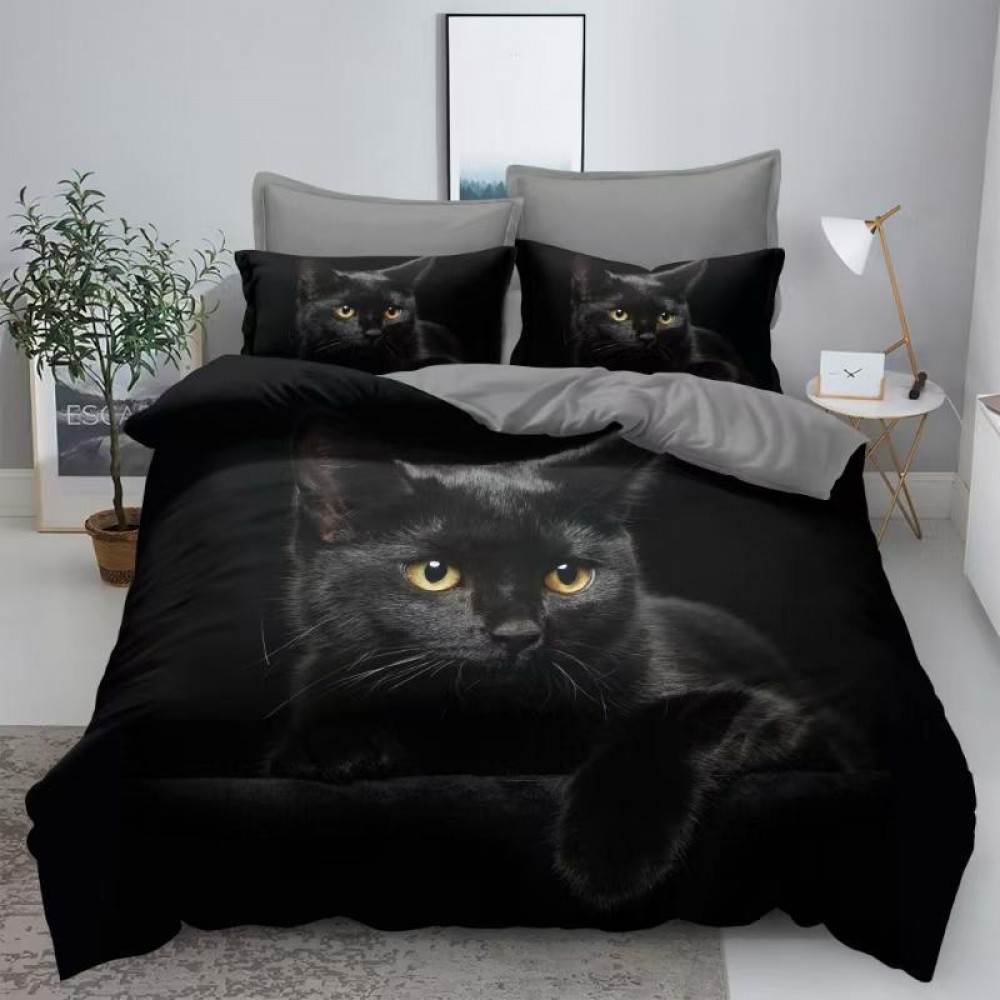 Set Lenjerie Eleganta 3D, Pentru 2 persoane, Bumbac Satinat Premium , 6 piese, cearceaf pentru pat 230×250cm, PL-5