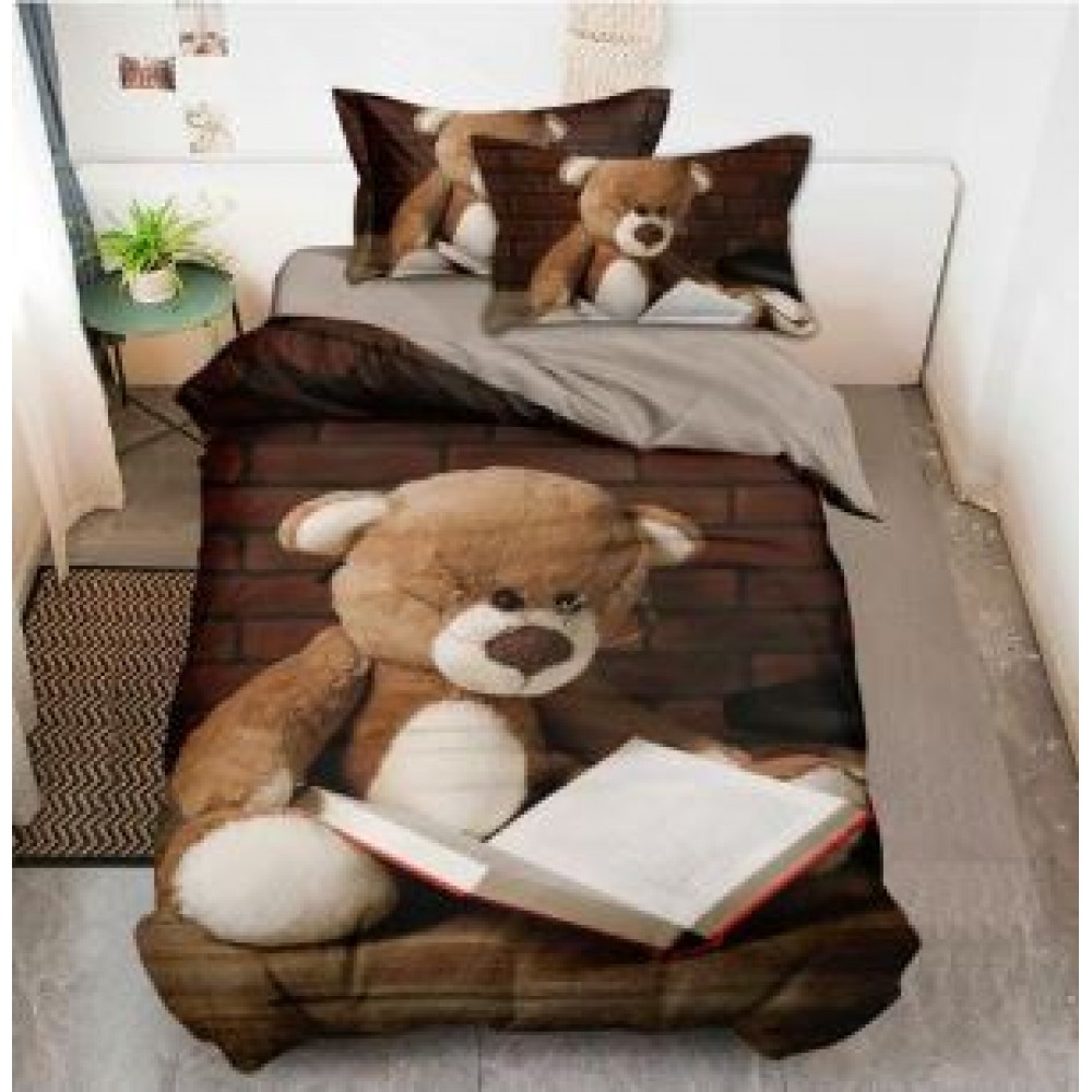 Set Lenjerie Eleganta 3D, Pentru 2 persoane, Bumbac Satinat Premium , 6 piese, cearceaf pentru pat 230×250cm, PL-11