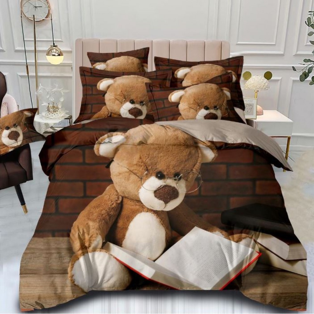 Set Lenjerie Eleganta 3D, Pentru 2 persoane, Bumbac Satinat Premium , 6 piese, cearceaf pentru pat 230×250cm, PL-11