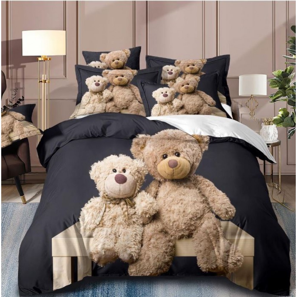 Set Lenjerie Eleganta 3D, Pentru 2 persoane, Bumbac Satinat Premium , 6 piese, cearceaf pentru pat 230×250cm, PL-13