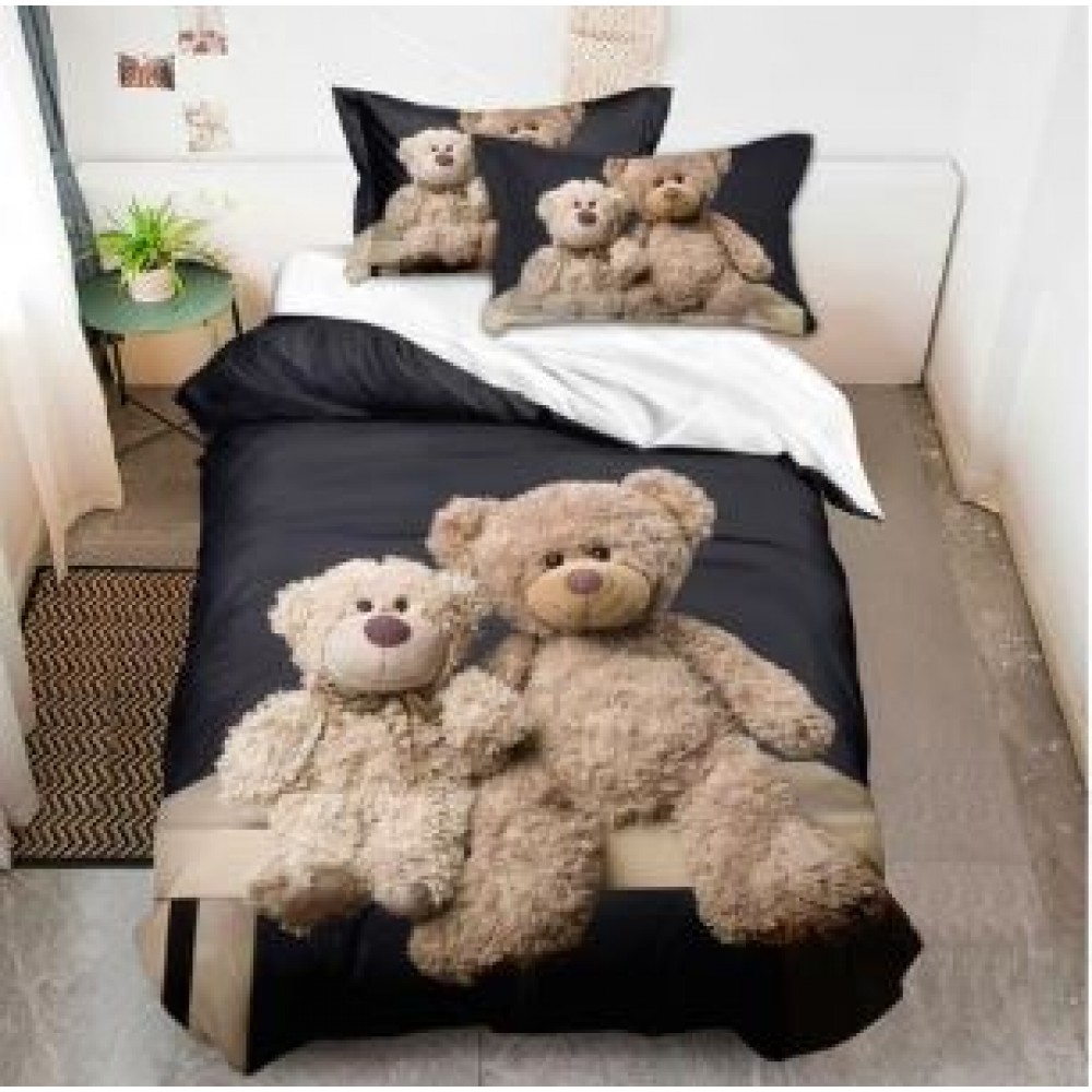 Set Lenjerie Eleganta 3D, Pentru 2 persoane, Bumbac Satinat Premium , 6 piese, cearceaf pentru pat 230×250cm, PL-13