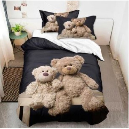 Set Lenjerie Eleganta 3D, Pentru 2 persoane, Bumbac Satinat Premium , 6 piese, cearceaf pentru pat 230×250cm, PL-13