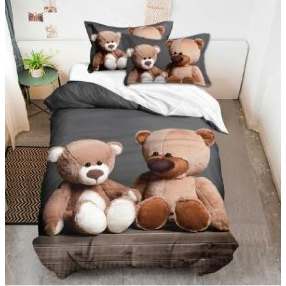 Set Lenjerie Eleganta 3D, Pentru 2 persoane, Bumbac Satinat Premium , 6 piese, cearceaf pentru pat 230×250cm, PL-14