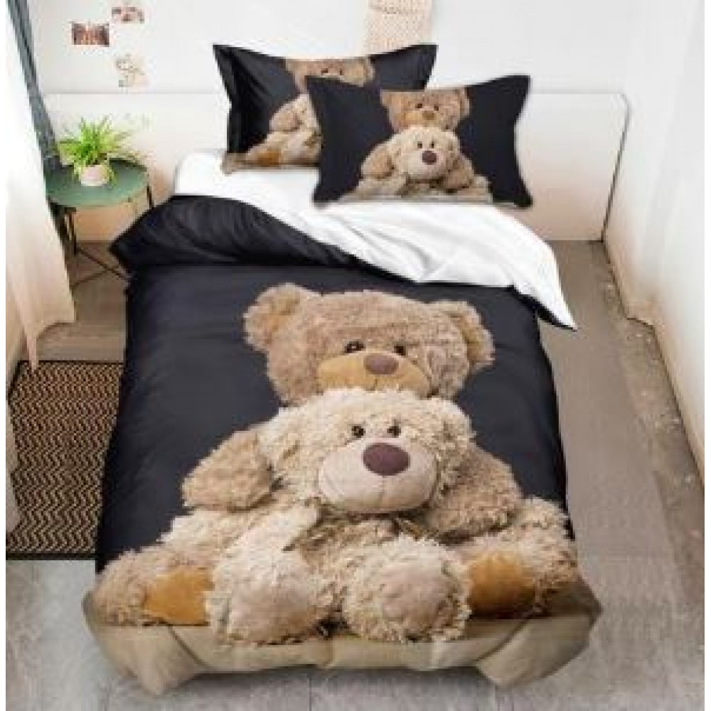 Set Lenjerie Eleganta 3D, Pentru 2 persoane, Bumbac Satinat Premium , 6 piese, cearceaf pentru pat 230×250cm, PL-15