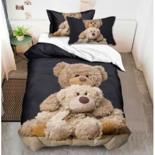 Set Lenjerie Eleganta 3D, Pentru 2 persoane, Bumbac Satinat Premium , 6 piese, cearceaf pentru pat 230×250cm, PL-15