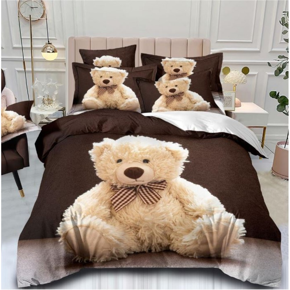 Set Lenjerie Eleganta 3D, Pentru 2 persoane, Bumbac Satinat Premium , 6 piese, cearceaf pentru pat 230×250cm, PL-16