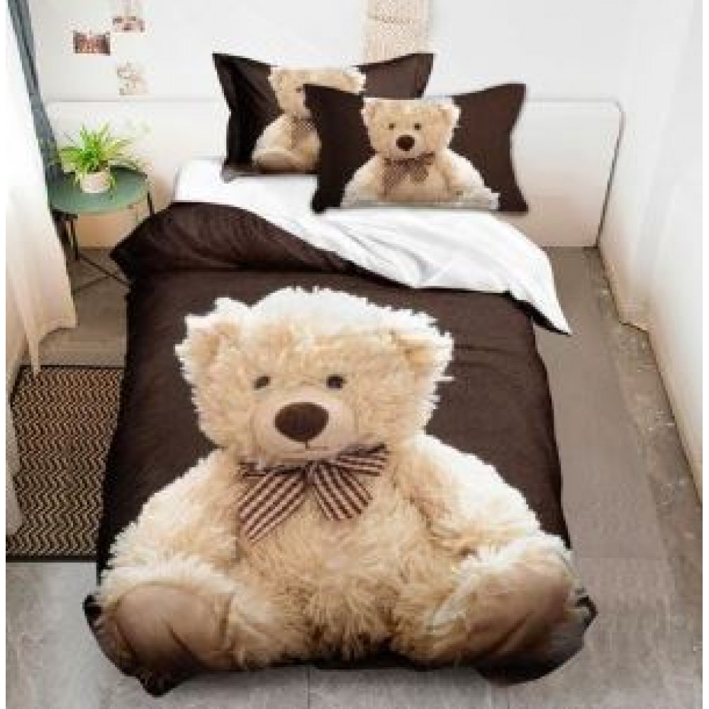 Set Lenjerie Eleganta 3D, Pentru 2 persoane, Bumbac Satinat Premium , 6 piese, cearceaf pentru pat 230×250cm, PL-16