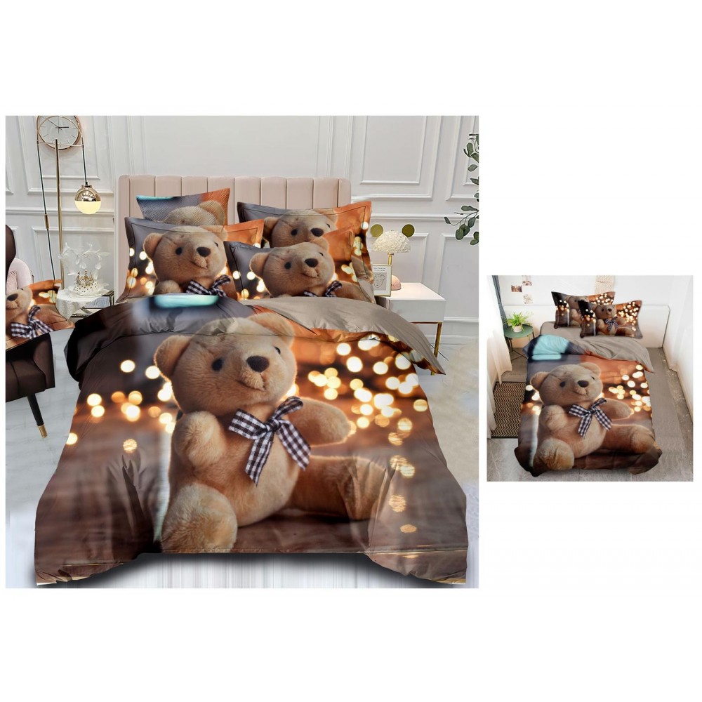 Set Lenjerie Eleganta 3D, Pentru 2 persoane, Bumbac Satinat Premium , 6 piese, cearceaf pentru pat 230×250cm, PL-18