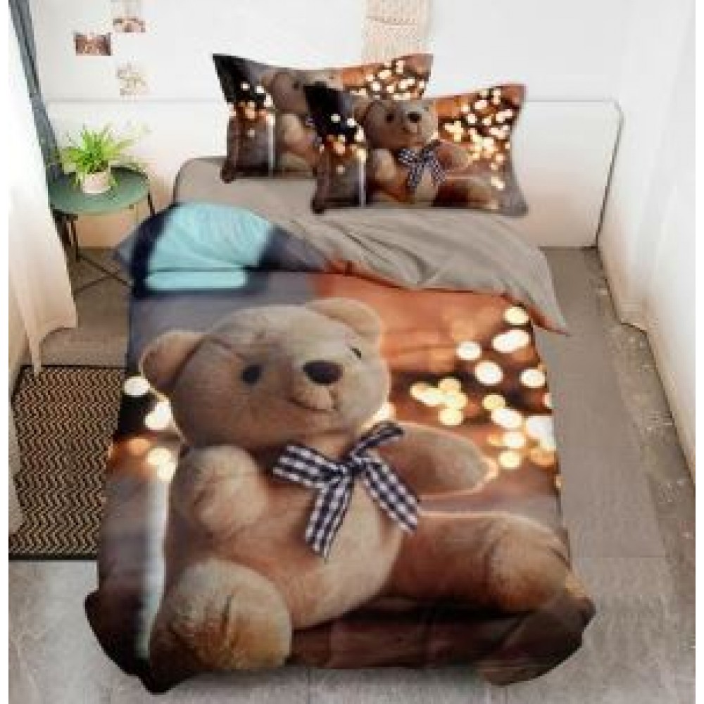 Set Lenjerie Eleganta 3D, Pentru 2 persoane, Bumbac Satinat Premium , 6 piese, cearceaf pentru pat 230×250cm, PL-18