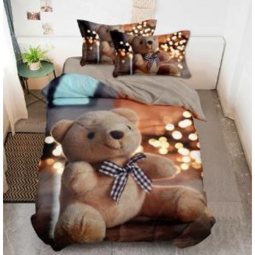 Set Lenjerie Eleganta 3D, Pentru 2 persoane, Bumbac Satinat Premium , 6 piese, cearceaf pentru pat 230×250cm, PL-18