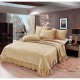 Cuvertura pentru pat de 2 persoane, 3 piese, Catifea cu volanase, 230x250+20cm, CF-4