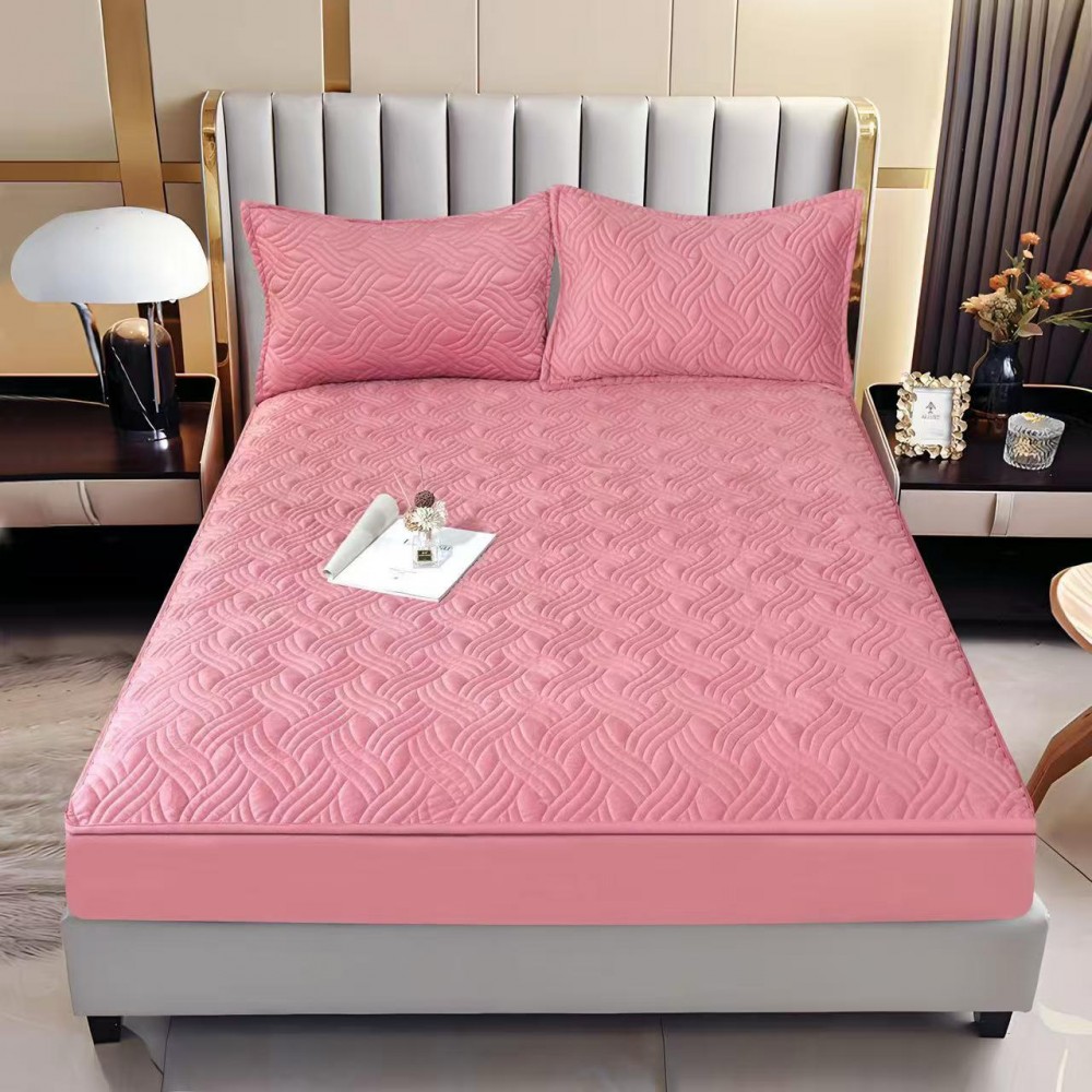 Husã matlasatã tip topper din catifea, 140x200cm + 2 fete de perna 50x70cm, SK10