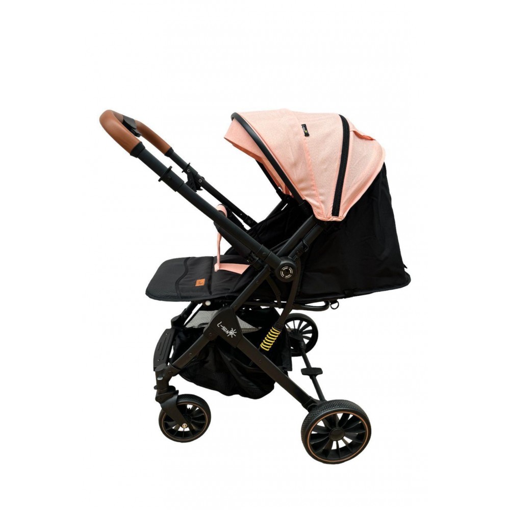 Carucior sport cu maner reversibil si husa, 6-36 luni, suspensii pe cadru, pliabil si troler, C1-ROZ