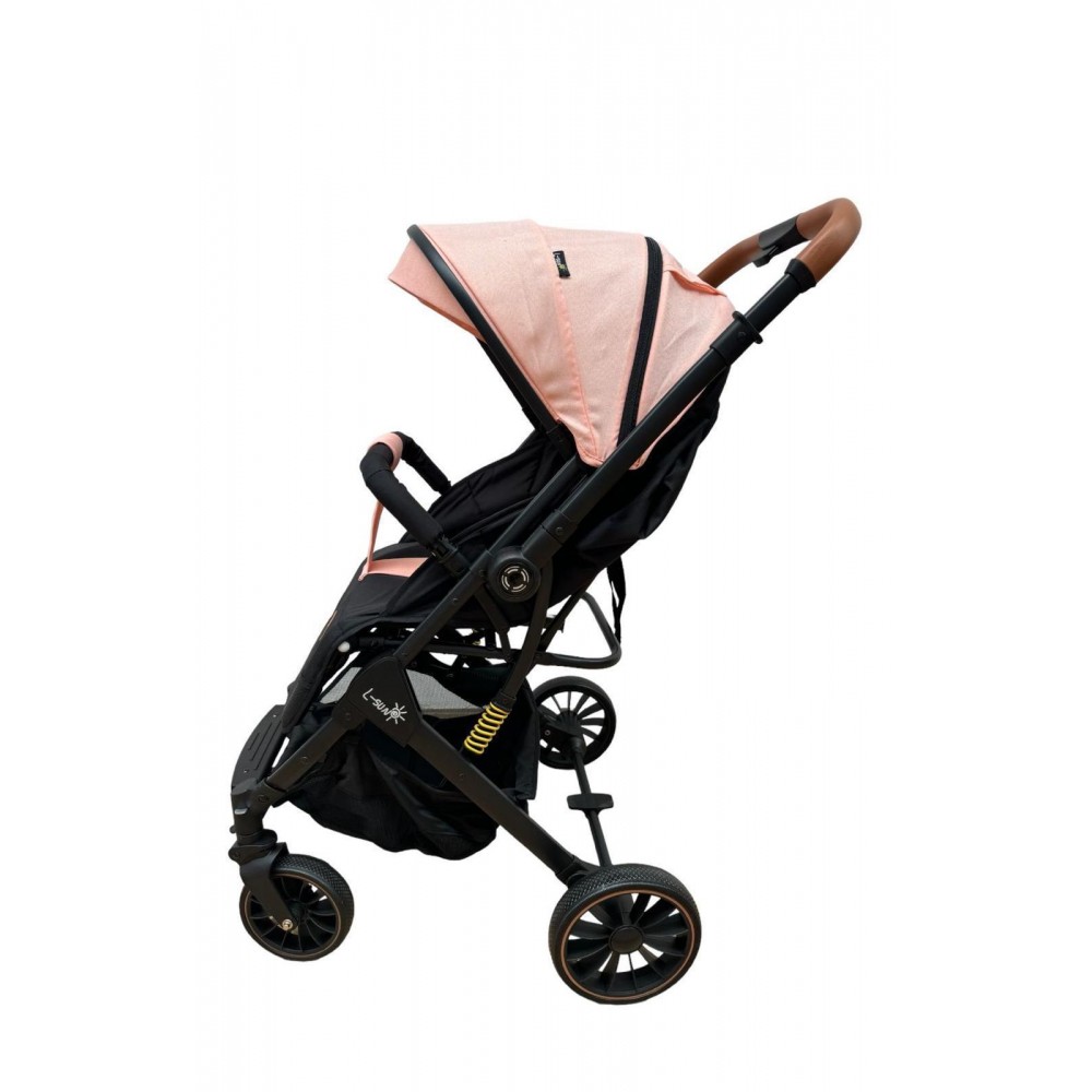 Carucior sport cu maner reversibil si husa, 6-36 luni, suspensii pe cadru, pliabil si troler, C1-ROZ