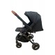 Carucior sport cu maner reversibil si husa, 6-36 luni, suspensii pe cadru, pliabil si troler, C1-NEGRU