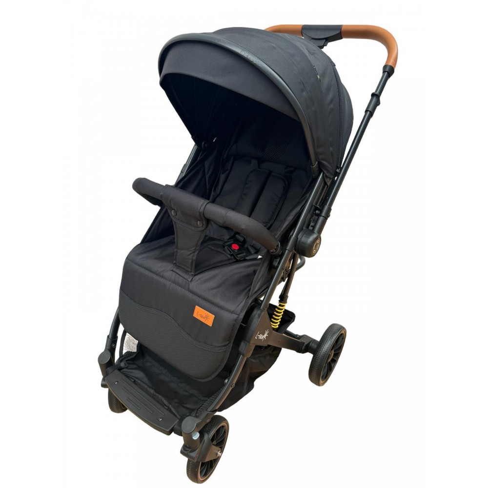Carucior sport cu maner reversibil si husa, 6-36 luni, suspensii pe cadru, pliabil si troler, C1-NEGRU