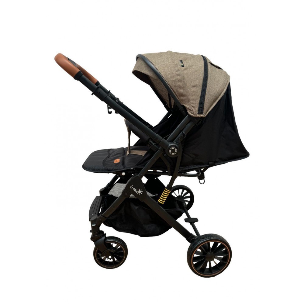 Carucior sport cu maner reversibil si husa, 6-36 luni, suspensii pe cadru, pliabil si troler, C1-CREM