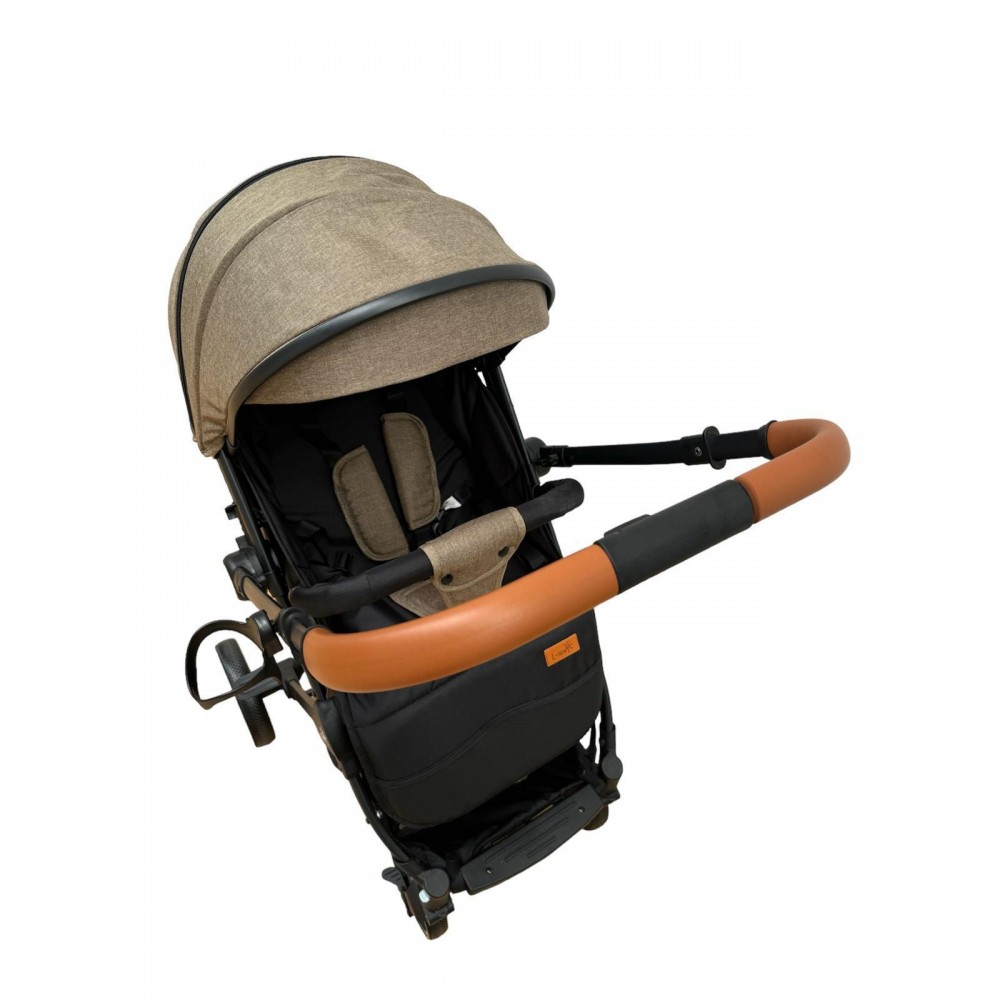 Carucior sport cu maner reversibil si husa, 6-36 luni, suspensii pe cadru, pliabil si troler, C1-CREM