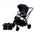 Carucior pliabil, 2 in 1, reversibil, geanta scutece, 6-36 luni, transformabil din landou in parte sport, Colectie Lux, C7-Negru