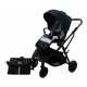 Carucior pliabil, 2 in 1, reversibil, geanta scutece, 6-36 luni, transformabil din landou in parte sport, Colectie Lux, C7-Negru