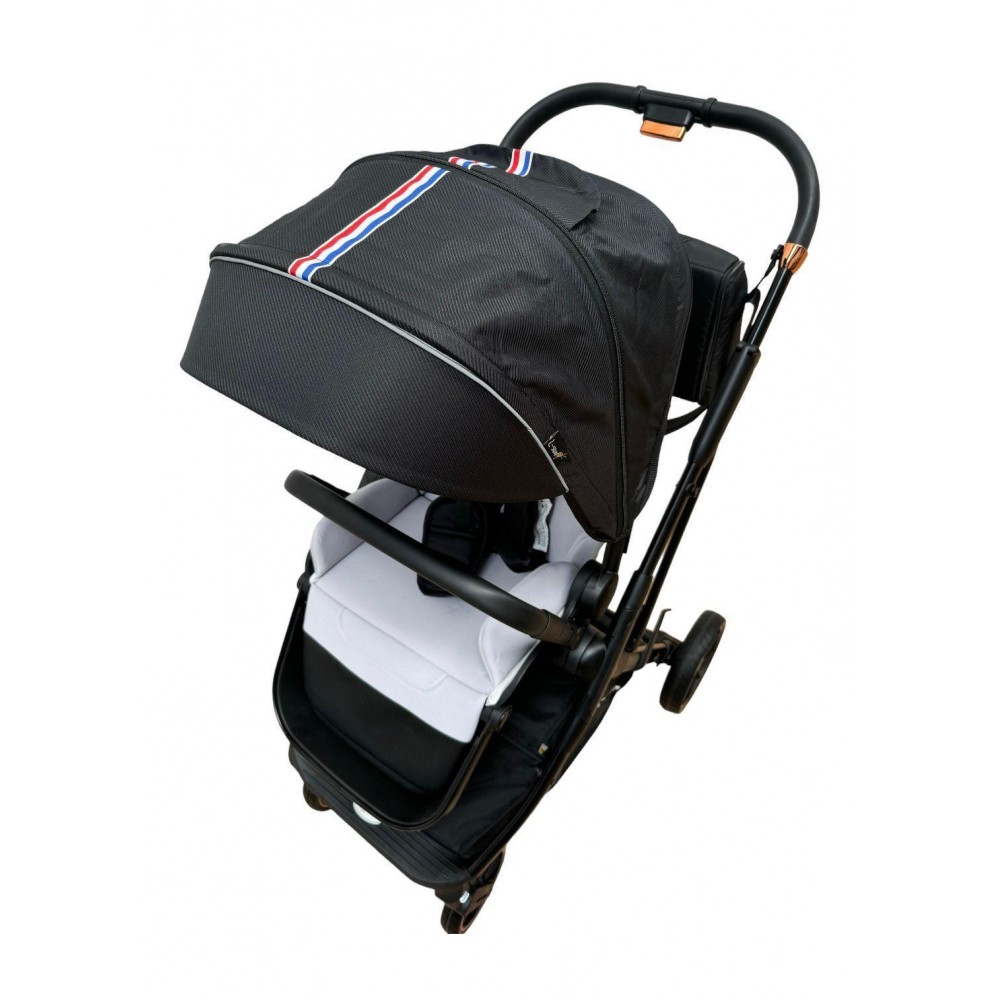 Carucior pliabil, 2 in 1, reversibil, geanta scutece, 6-36 luni, transformabil din landou in parte sport, Colectie Lux, C7-Negru