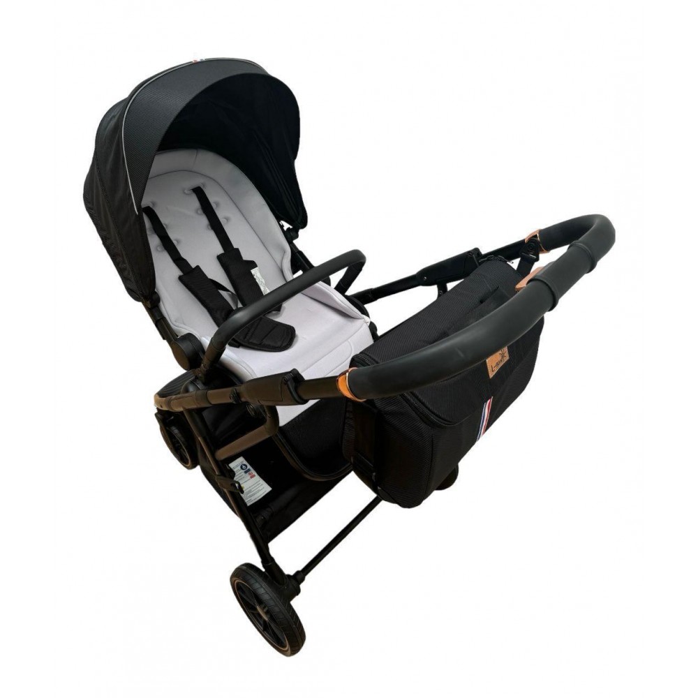 Carucior pliabil, 2 in 1, reversibil, geanta scutece, 6-36 luni, transformabil din landou in parte sport, Colectie Lux, C7-Negru