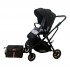 Carucior pliabil, 2 in 1, reversibil, geanta scutece, 6-36 luni, transformabil din landou in parte sport, Colectie Lux, C7-Negru Stars