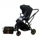 Carucior pliabil, 2 in 1, reversibil, geanta scutece, 6-36 luni, transformabil din landou in parte sport, Colectie Lux, C7-Negru Stars