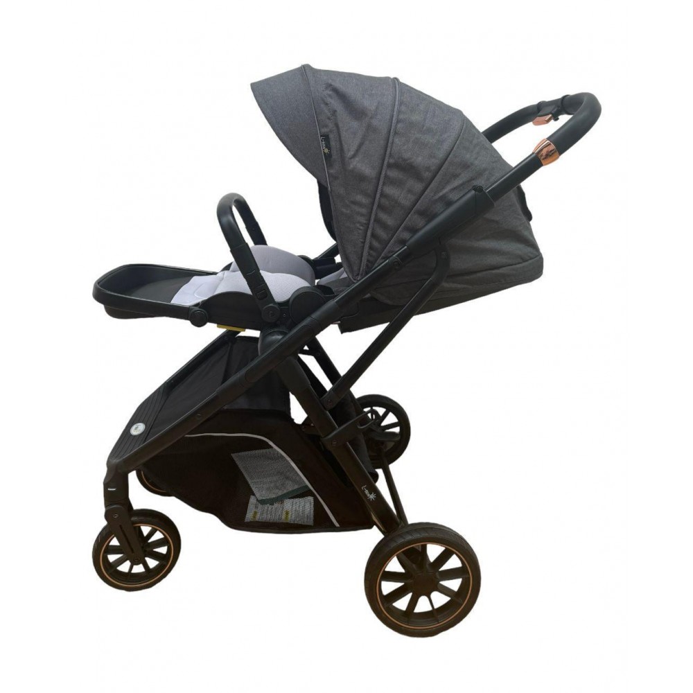 Carucior pliabil, 2 in 1, reversibil, geanta scutece, 6-36 luni, transformabil din landou in parte sport, Colectie Lux, C7-Gri