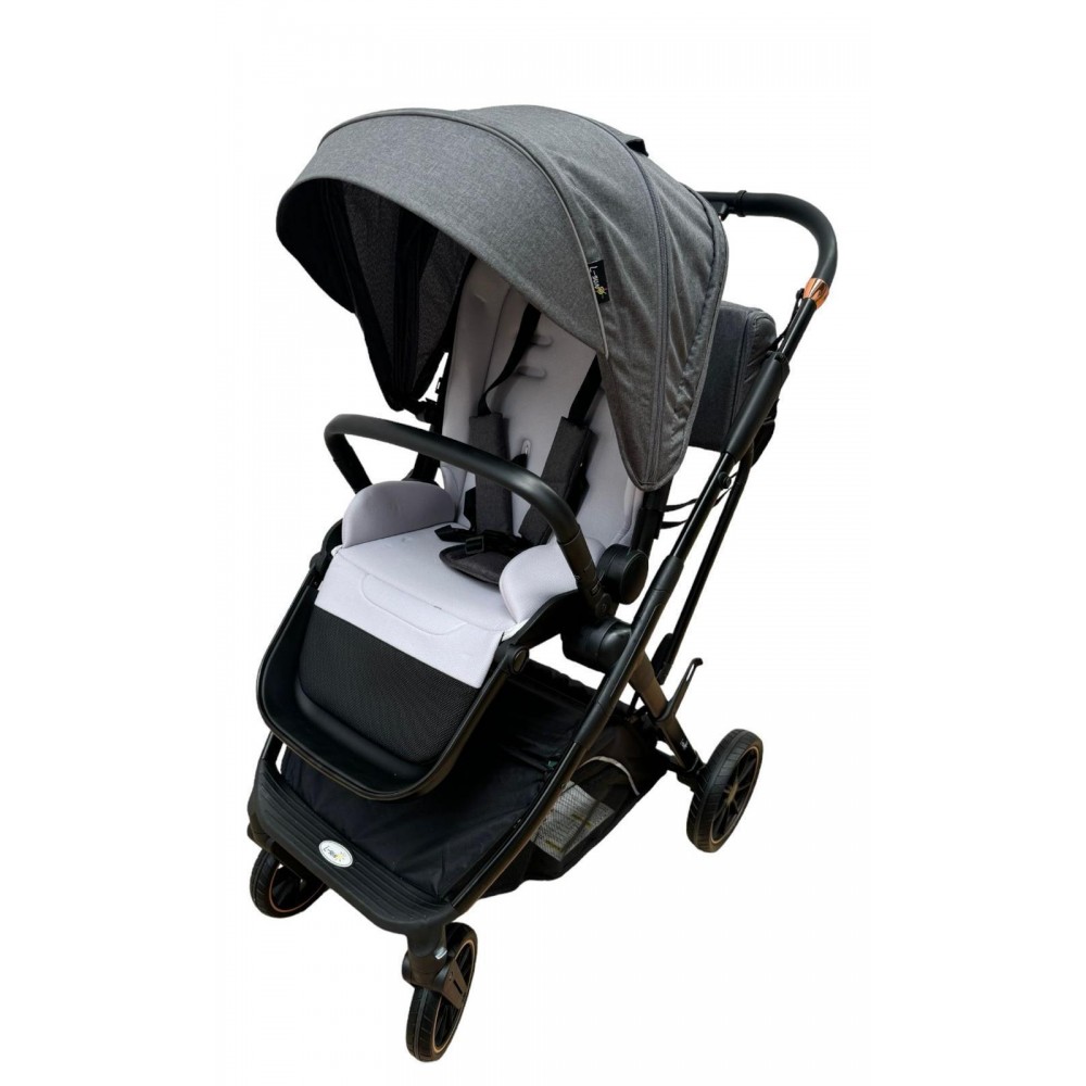 Carucior pliabil, 2 in 1, reversibil, geanta scutece, 6-36 luni, transformabil din landou in parte sport, Colectie Lux, C7-Gri