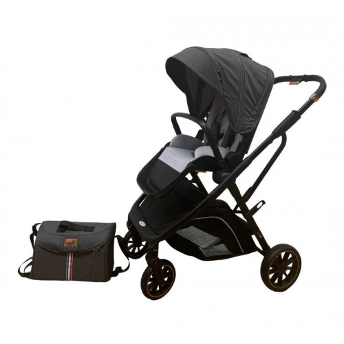 Carucior pliabil, 2 in 1, reversibil, geanta scutece, 6-36 luni, transformabil din landou in parte sport, Colectie Lux, C7-Gri