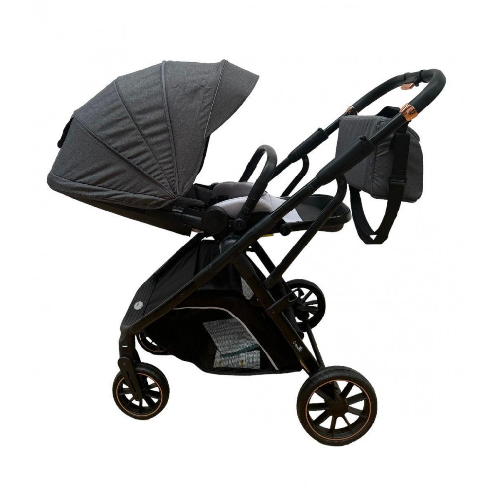 Carucior pliabil, 2 in 1, reversibil, geanta scutece, 6-36 luni, transformabil din landou in parte sport, Colectie Lux, C7-Gri