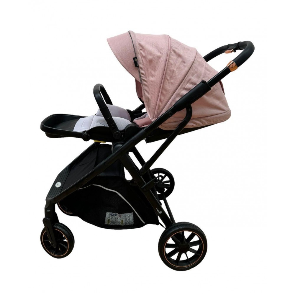 Carucior pliabil, 2 in 1, reversibil, geanta scutece, 6-36 luni, transformabil din landou in parte sport, Colectie Lux, C7-Roz
