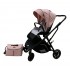 Carucior pliabil, 2 in 1, reversibil, geanta scutece, 6-36 luni, transformabil din landou in parte sport, Colectie Lux, C7-Roz