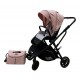 Carucior pliabil, 2 in 1, reversibil, geanta scutece, 6-36 luni, transformabil din landou in parte sport, Colectie Lux, C7-Roz