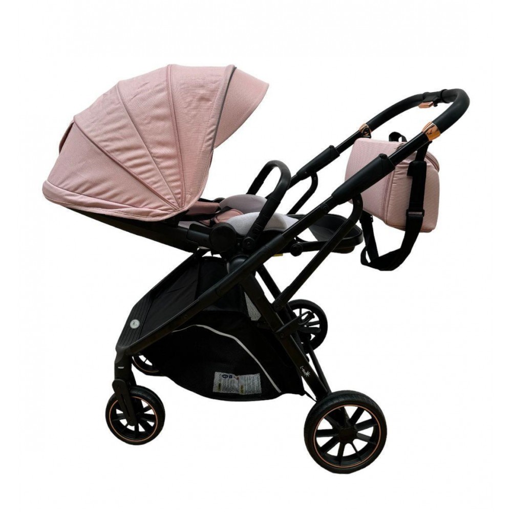 Carucior pliabil, 2 in 1, reversibil, geanta scutece, 6-36 luni, transformabil din landou in parte sport, Colectie Lux, C7-Roz