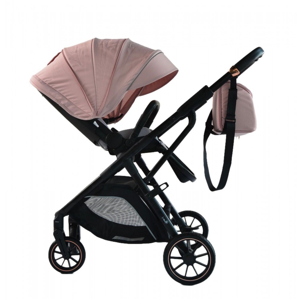 Carucior pliabil, 2 in 1, reversibil, geanta scutece, 6-36 luni, transformabil din landou in parte sport, Colectie Lux, C7-Roz