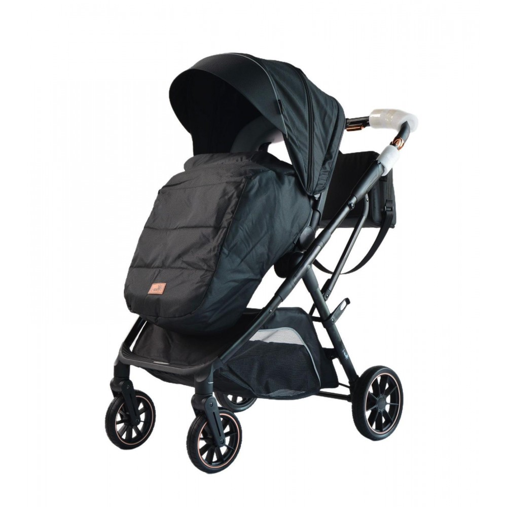 Carucior pliabil, 2 in 1, reversibil, geanta scutece, 6-36 luni, transformabil din landou in parte sport, Colectie Lux, C7-Negru