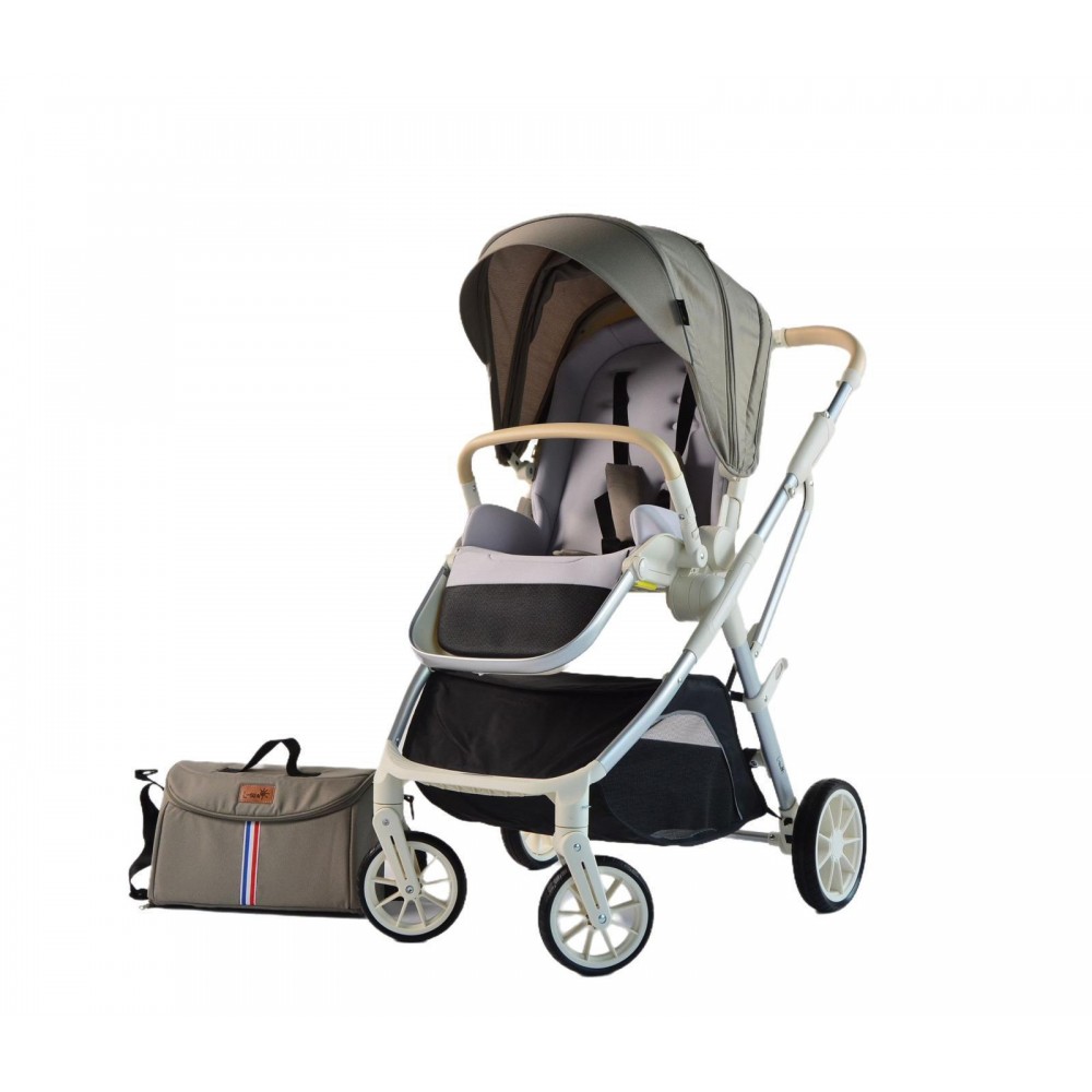 Carucior pliabil, 2 in 1, reversibil, geanta scutece, 6-36 luni, transformabil din landou in parte sport, Colectie Lux, C7-Verde