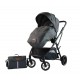 Carucior pliabil, 2 in 1, reversibil, geanta scutece, 6-36 luni, transformabil din landou in parte sport, Colectie Lux, C7-Negru