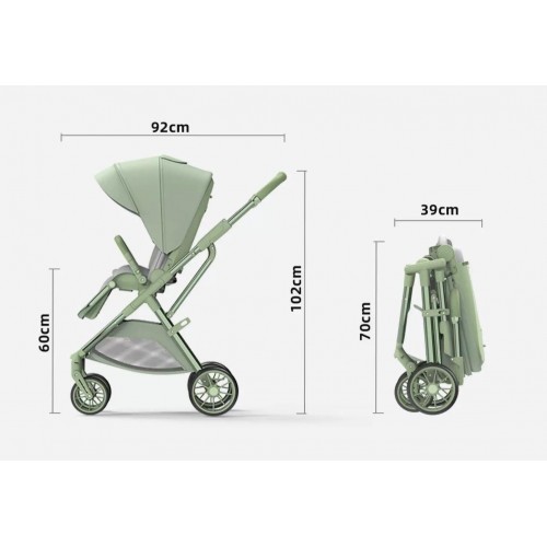 Carucior pliabil, 2 in 1, reversibil, geanta scutece, 6-36 luni, transformabil din landou in parte sport, Colectie Lux, C7-Roz